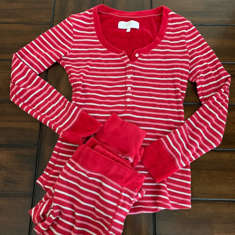 VS Thermal Striped PJ Pajama Set Sz S